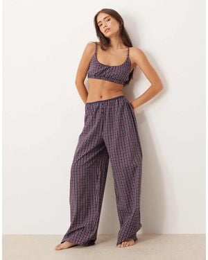 ASOS Wide Leg Pajama Pants With Elastic Waistband - Purple
