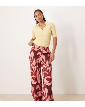 JDY Tall Pantalones De Pernera Ancha Con Estampado Abstracto De -Rosa - Rojo