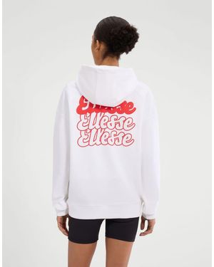 Ellesse Il Trio Long Sleeve Graphic Hoodie - White