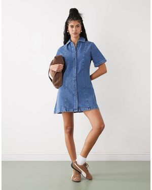 Reclaimed Vintage Denim Shirt Dress - Blue