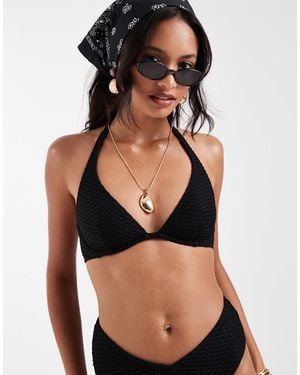 Lindex Top Bikini Allacciato Al Collo All'Uncinetto Con Ferretto - Nero