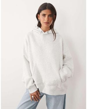Kaiia Cotton Rich Eyelet Detail Oversized Logo Hoodie - White