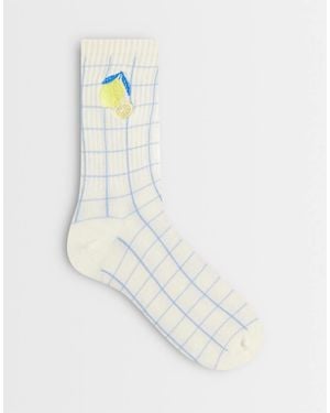 ASOS Ankle Socks With Lemon Embroidery - White