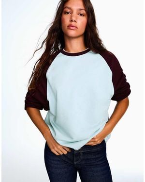 Bershka Round Neck Raglan Jumper - White