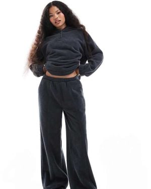 ASOS Asos Design Petite Lounge Microfleece Wide Leg Trouser - Blue