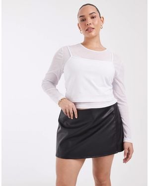 ASOS Curve Tailored Faux-leather Pelmet Mini Skort - White