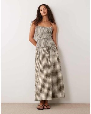 ASOS Crinkle Maxi Sundress With Shirred Dropped Waist - Multicolour