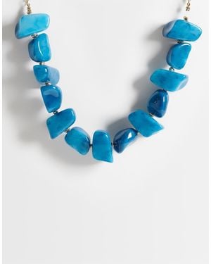 ASOS Collar Con Piedras Semipreciosas Sintéticas Gruesas - Azul