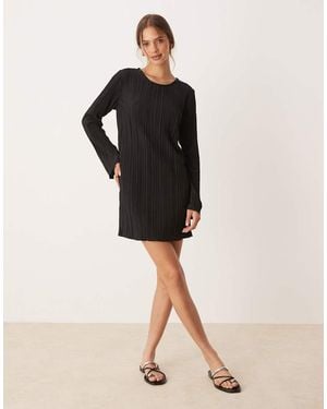 Jdy Vestito Corto Plissé Con Maniche Svasate - Nero