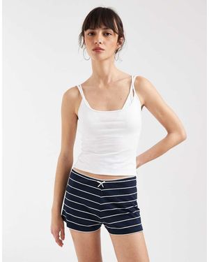 The Frolic Exclusive Cotton Rich Lace Trim Bow Detail Micro Shorts - White