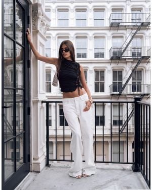 Lioness Exclusive Top Model Wide Leg Studded Detail Jeans - Gray