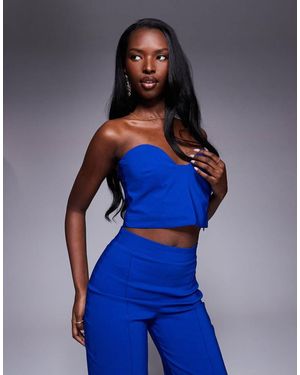 Vesper Bandeau Sweetheart Neckline Crop Top - Blue