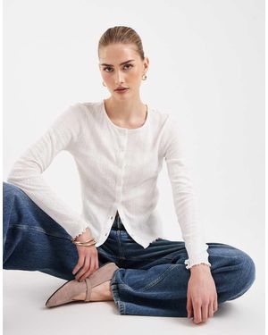 Pieces Vest Met Geschulpte Rand - Wit