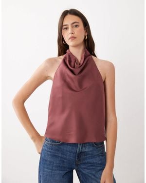 Mango Cowl Neck Sleeveless Top - Red