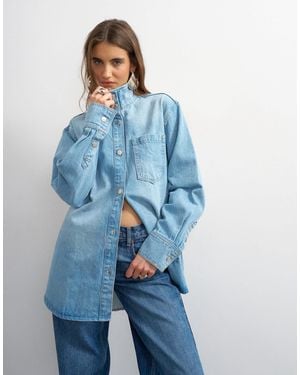 TOPSHOP – jeans-hemdjacke - Blau