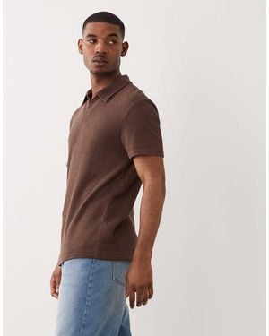 Only & Sons Short Sleeve Split Neck Polo - Brown