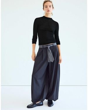 Stradivarius Basic pullover mit woll- und seidenanteil und stehkragen - Blau