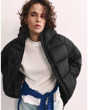 Pull&Bear Gewatteerd Jack Met Capuchon - Zwart