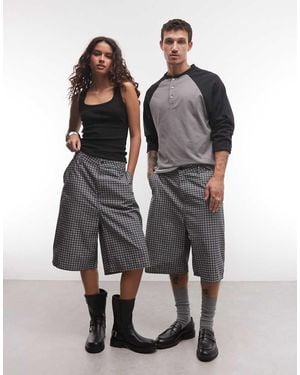 Collusion Unisex baggy Check Short - Black