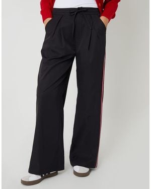 Threadbare Pleated Side Stripe Wide Leg Trousers - Blue