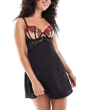 Ann Summers Caged Rose Chemise - Black