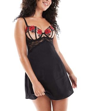 Ann Summers Caged Rose Chemise - Black
