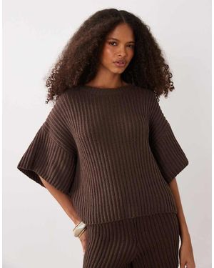 SNDY'S Cárdigan De Punto Reversible Cropped Con Hombros Caídos Y Alto Contenido De Algodón En-Marrón