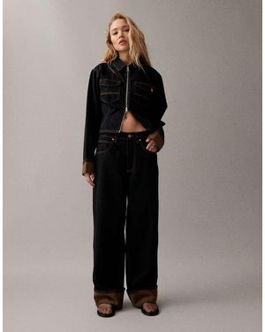 Collusion Mid Rise Jean With Contrast Turn Up Hem - Black