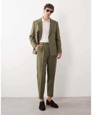 ASOS Relaxed Tapered Linen-rich Suit Trousers - Green