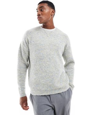 ASOS – locker geschnittener strickpullover mit rundhalsausschnitt und space-dye-färbung - Grau