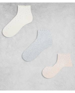 Cotton On Cotton On 3 Pack Diamante Frill Ankle Sock - White