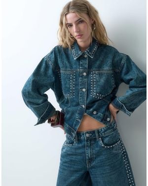 Noisy May Jeansjacke mit nieten als kombiteil - Blau
