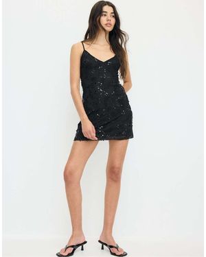 Stradivarius Rhinestone Short Dress - Blue