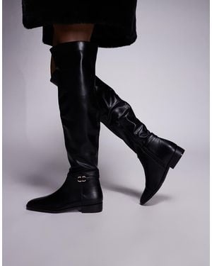 Public Desire Public Desire Eastburn Wide Fit Over The Knee Riding Boots - Black