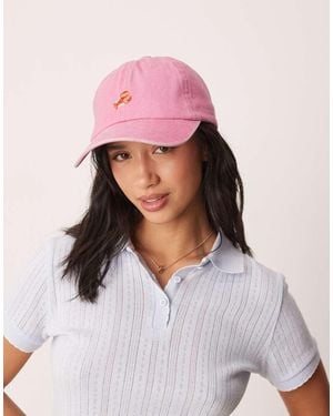 ASOS Lobster Embroidered Cap - Pink