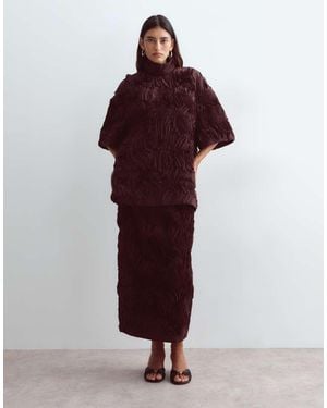 ARRANGE Midi-Rok Met Lineaire Textuur - Rood