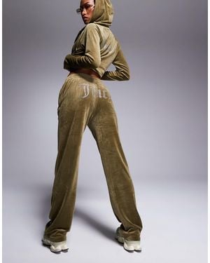 Juicy Couture – velours-jogginghose mit geradem schnitt - Grün
