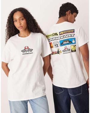 ASOS Camiseta Blanca Extragrande Con Estampados De Mario Kart De Nintendo De - Blanco