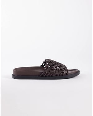 SEQWL Woven Flat Sandals - Brown