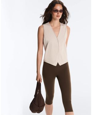 Oysho Gilet A Righe Color Sabbia - Neutro