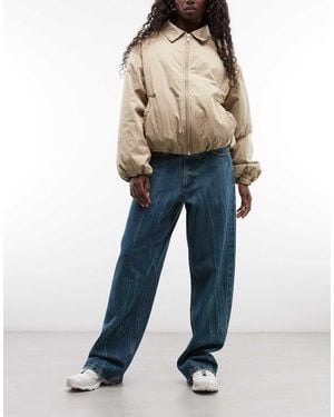 Collusion X001 Jeans Antifit Vita Media Lavaggio Acid Wash Marmorizzato - Blu