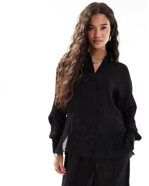 French Connection – locker geschnittene hemdbluse aus satin - Schwarz