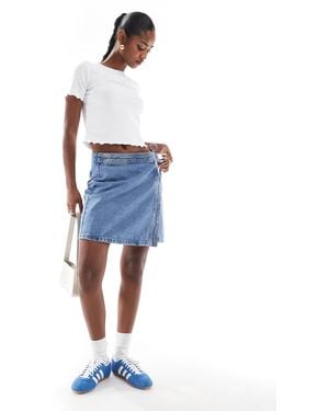 ONLY Wrap Denim Mini Skirt - Blue