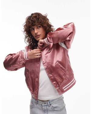 Tommy Hilfiger Chaqueta Universitaria Rosa Metalizado De - Rojo