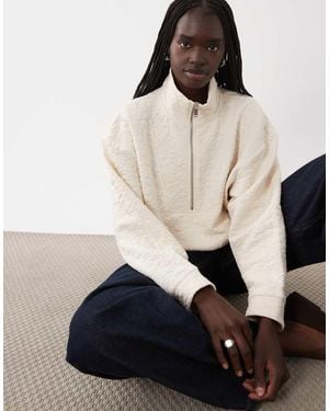 ASOS Sweatshirt Met Structuur En Jacquard, Met Kwartrits - Naturel