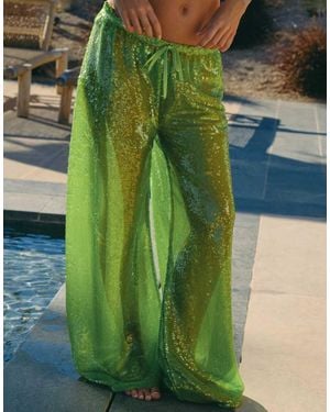 South Beach X Liv Silverman Sequin Wide Leg Trouser - Green