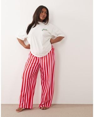ASOS Asos Design Curve Taco Graphic Short Sleeve Top And Pants Pyjama Set - Red