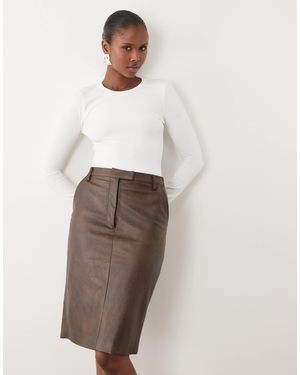 Bardot Phenix Faux Leather Knee Length Skirt - White