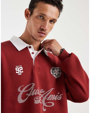 ASOS Polo Oversize Stile Rugby Rossa Con Scritta - Rosso
