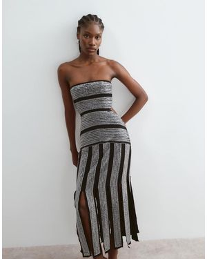 ARRANGE Jurk Met Versiering, Inzetten, Bandeau En Franjerand - Zwart